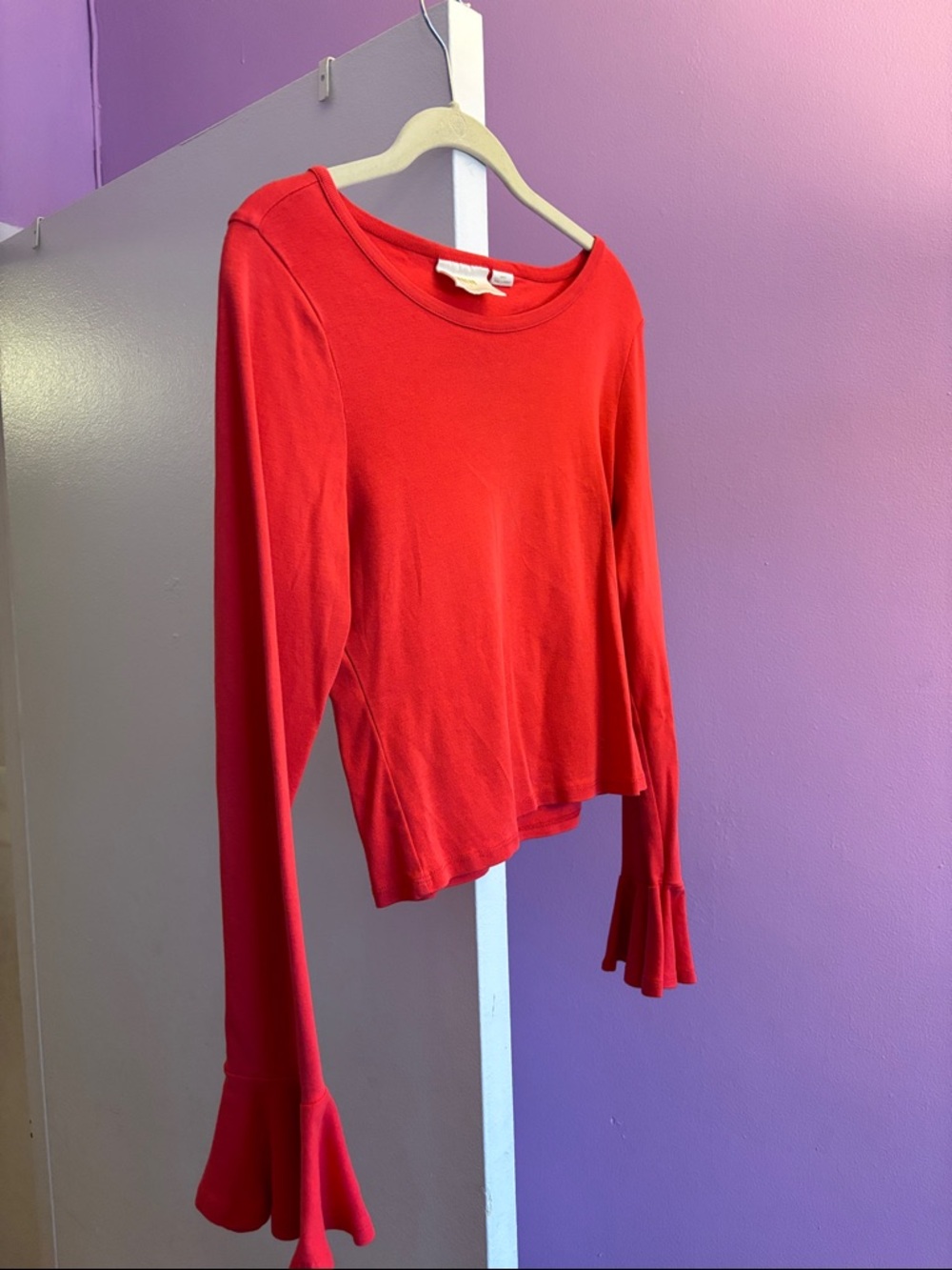 Anthropologie  Salomon colored Long-Sleeve Top with Ruffle Cuffs